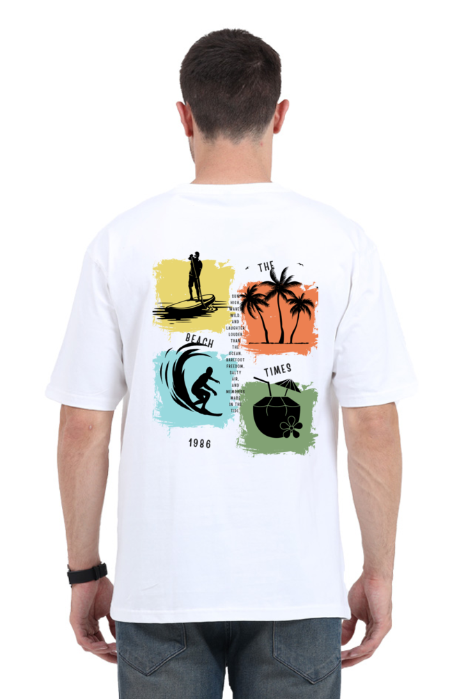 The Beach Times 1986 Oversized T Shirt for Men - Curious Case Clothing