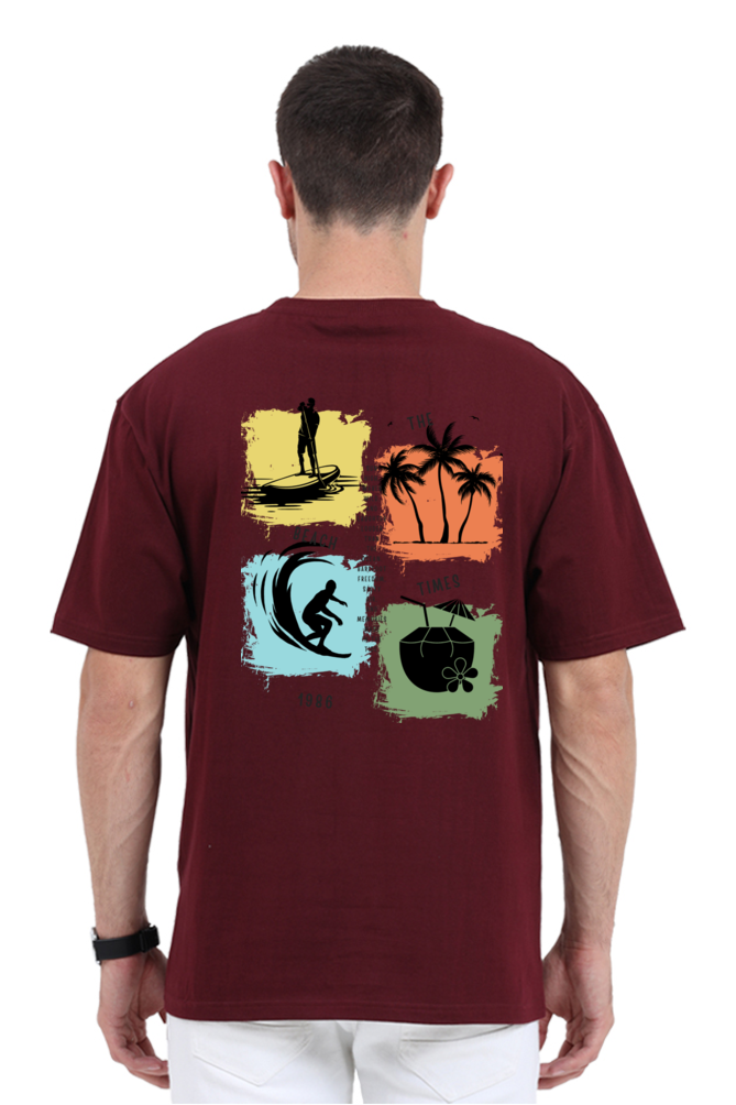 The Beach Times 1986 Oversized T Shirt for Men - Curious Case Clothing