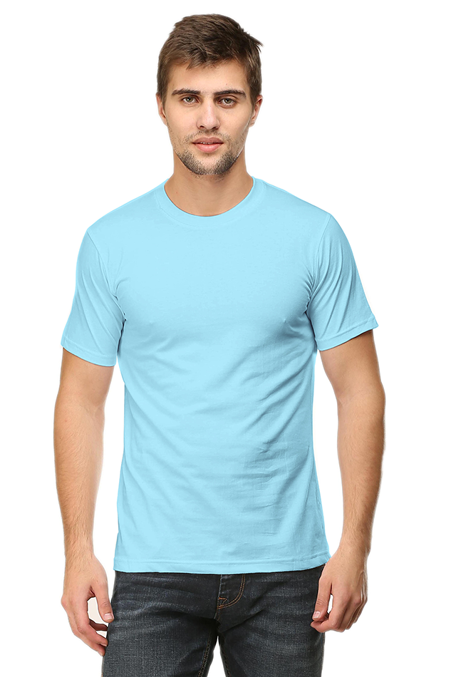 Plain Baby Blue T Shirt For Men - Curious Case Clothing