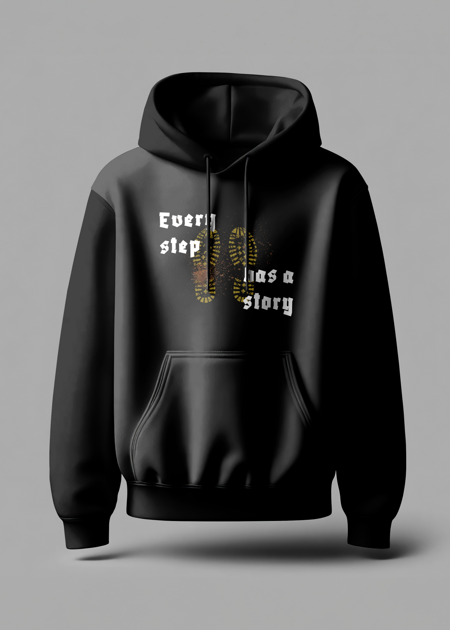 Every Step Has A Story Men's Hoodie - Black - Curious Case Clothing