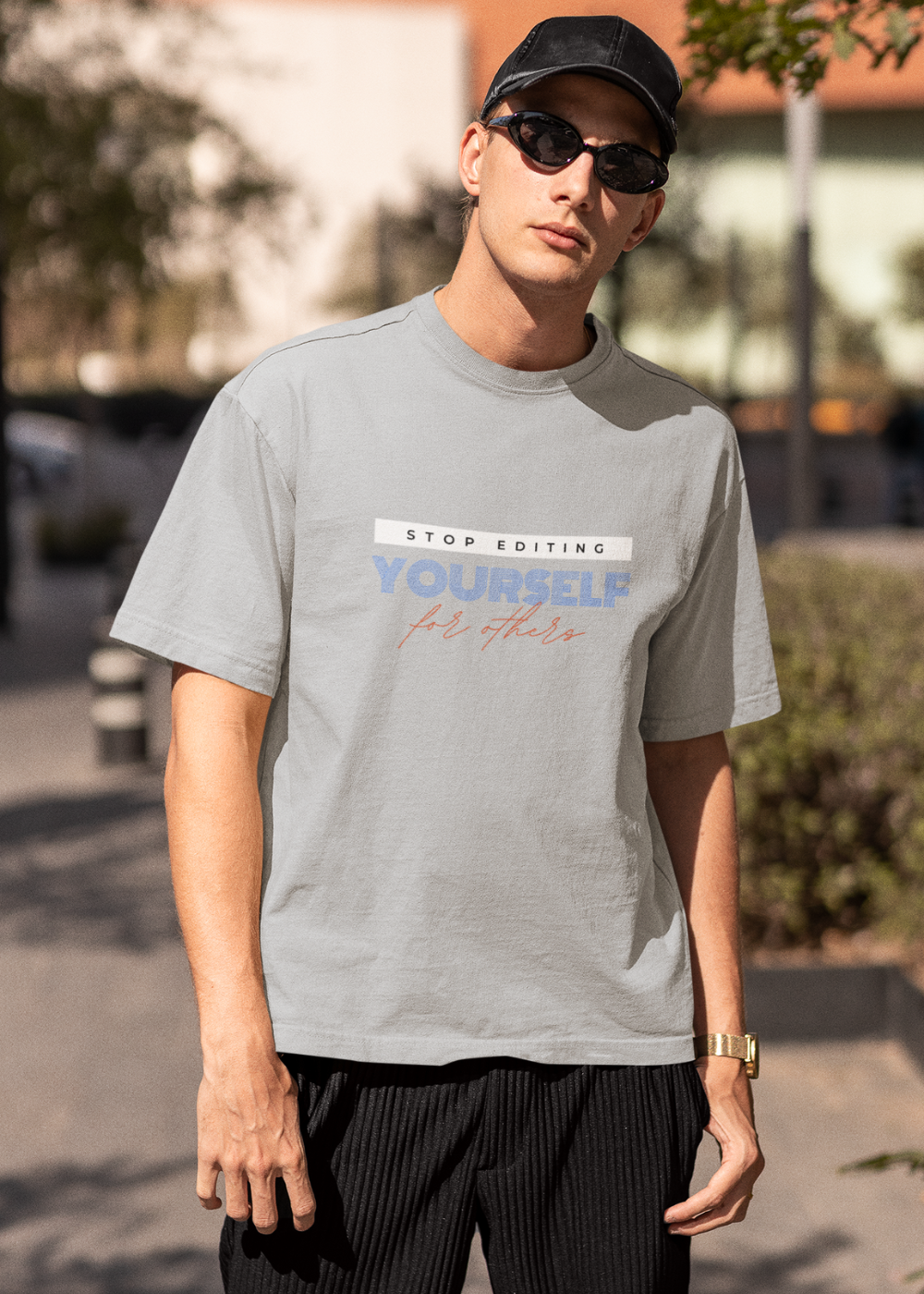 Stop Editing Yourself Oversized T Shirt for Men - Curious Case Clothing