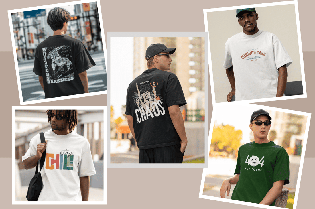 Men wearing Top 5 Graphic Printed Oversized T-Shirt Trends in 2025 by Curious Case Clothing