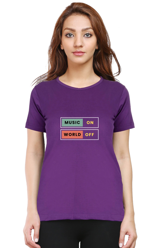 Music On World Off Classic Women T Shirt