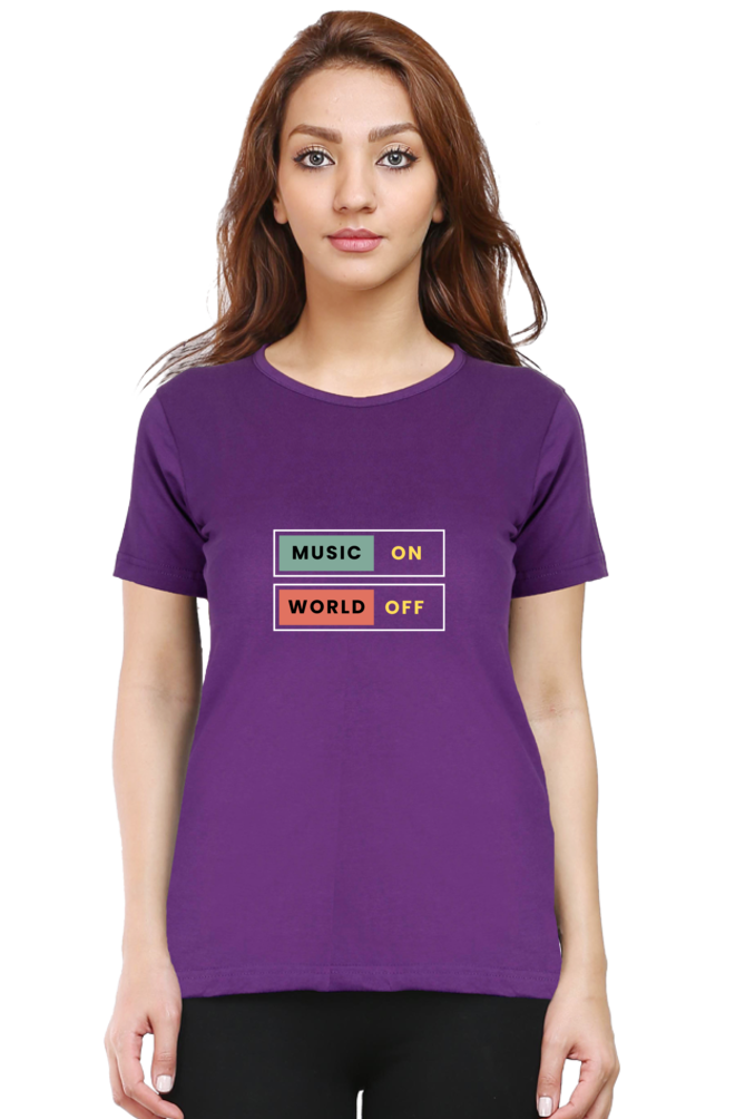 Music On World Off Classic Women T Shirt