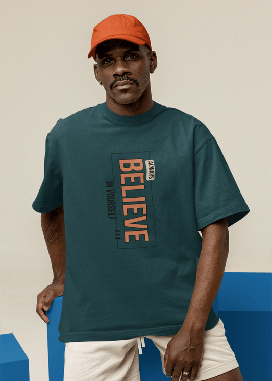 Believe In Yourself Oversized T Shirt for Men - Curious Case Clothing