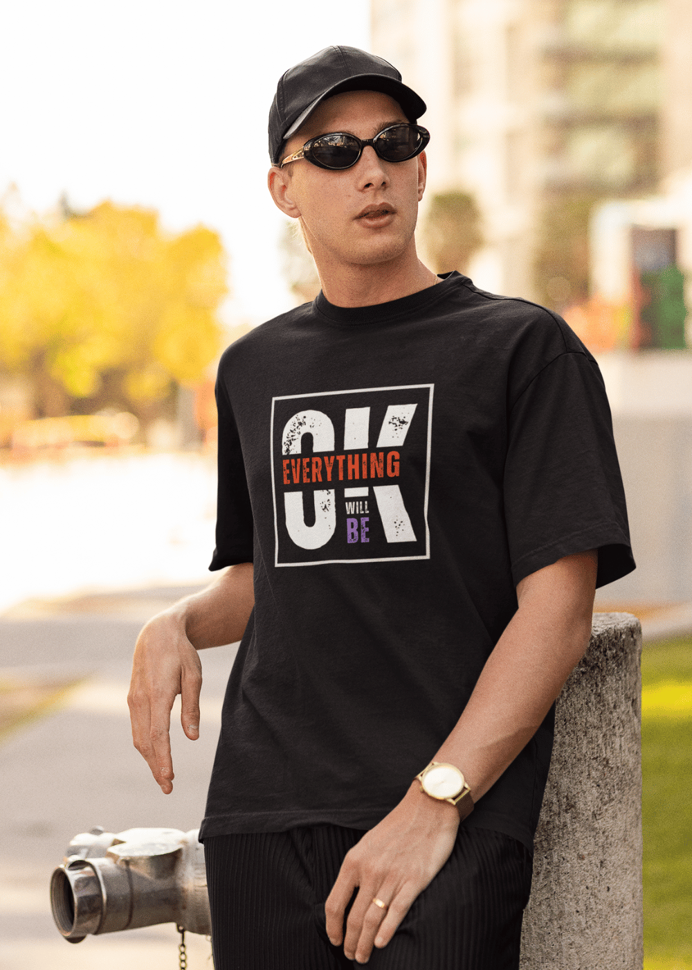 Everything Is OK Oversized T Shirt for Men - Curious Case Clothing
