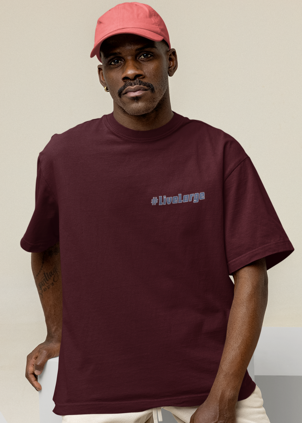 Peace In Stillness Live Large Oversized T Shirt for Men - Curious Case Clothing