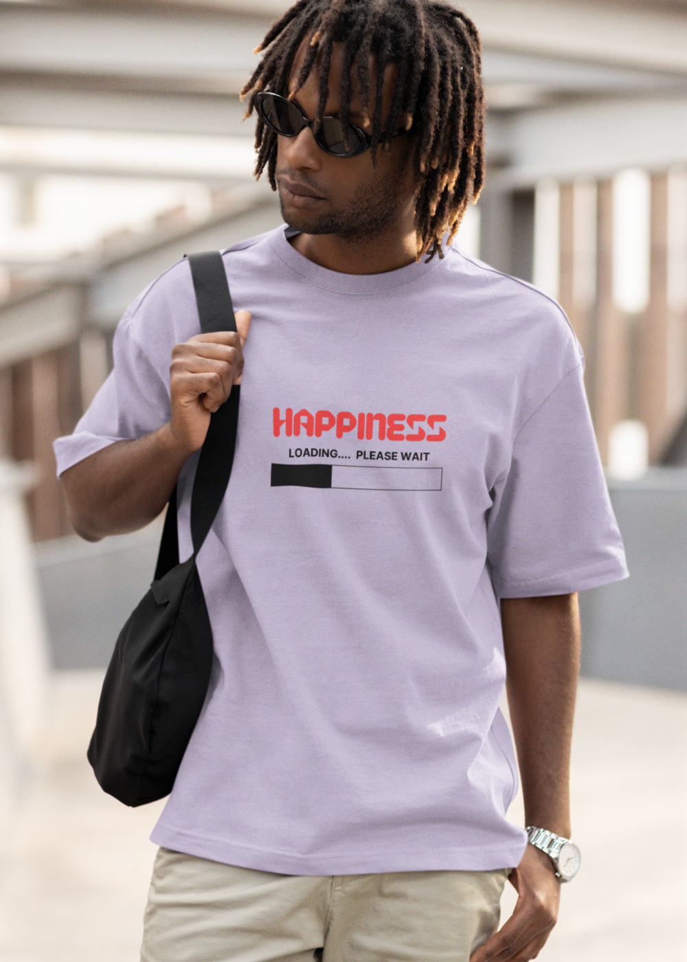Happiness Loading Oversized T Shirt for Men - Curious Case Clothing