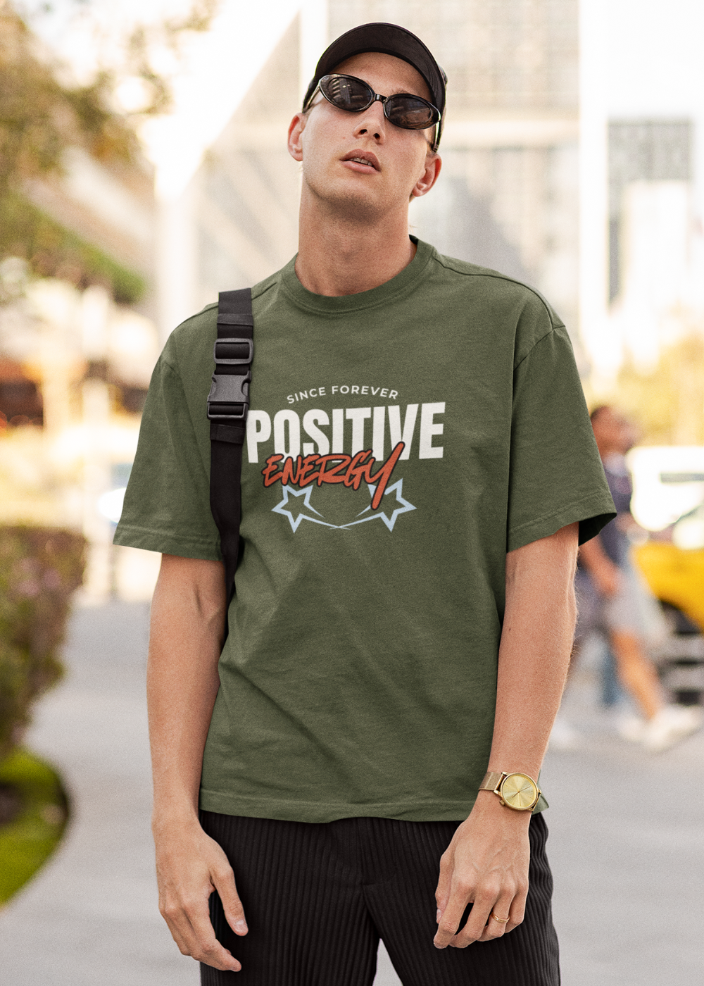 Positive Energy Oversized T Shirt for Men - Curious Case Clothing