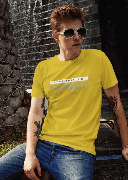 Stop Editing Yourself Classic Crew Neck T-Shirt for Men - Curious Case Clothing
