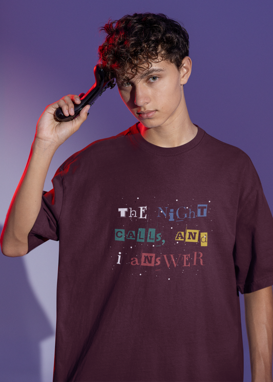 The Night Calls Oversized T Shirt for Men - Curious Case Clothing