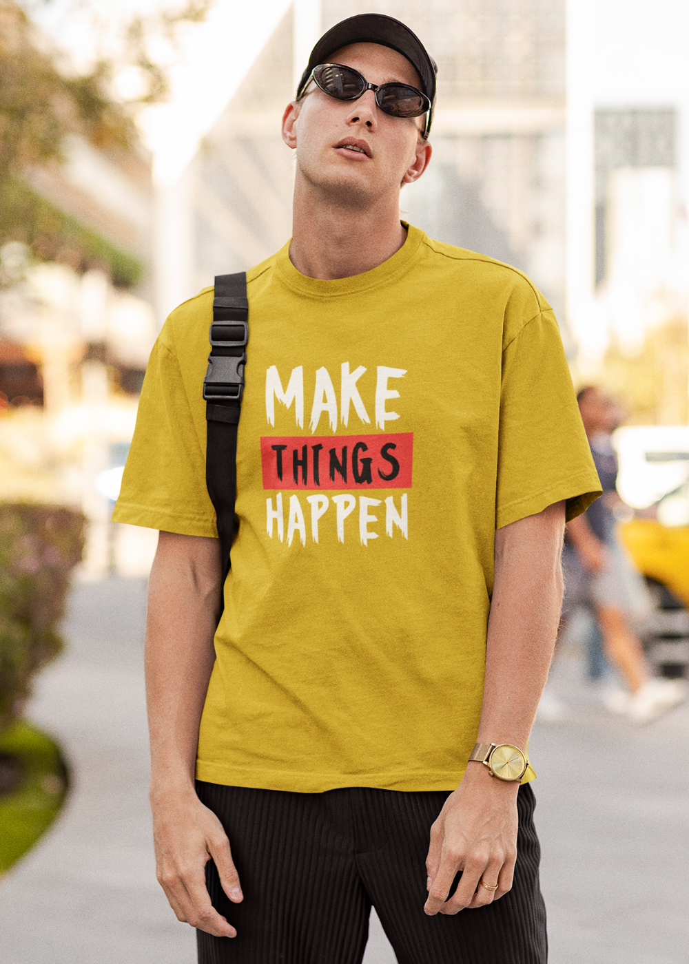 Make Things Happen Oversized T Shirt for Men - Curious Case Clothing