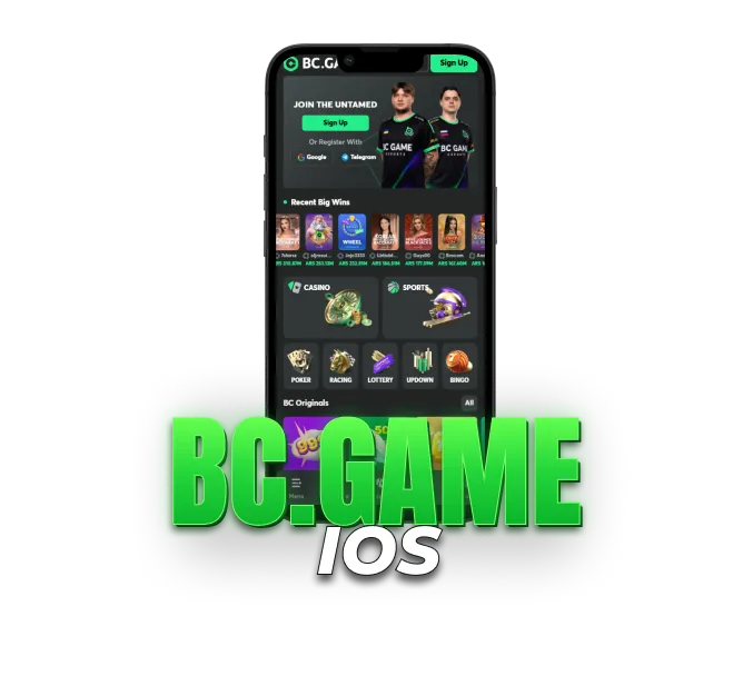 iOS app with casino games, sports betting and BC Originals on iPhone.